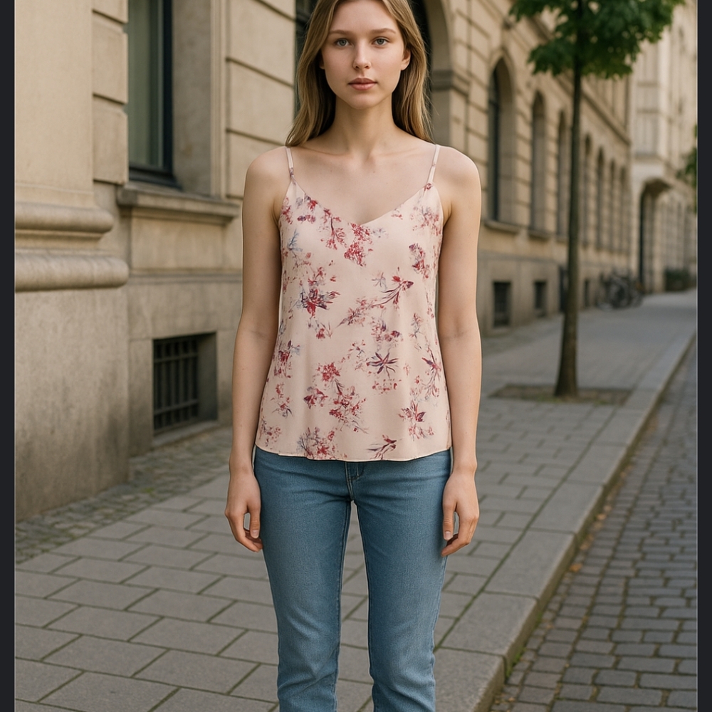 Hippie Rose Pink Floral Thin Straped Top